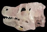 Carved Rose Quartz Dinosaur Skull - Roar! #227041-5